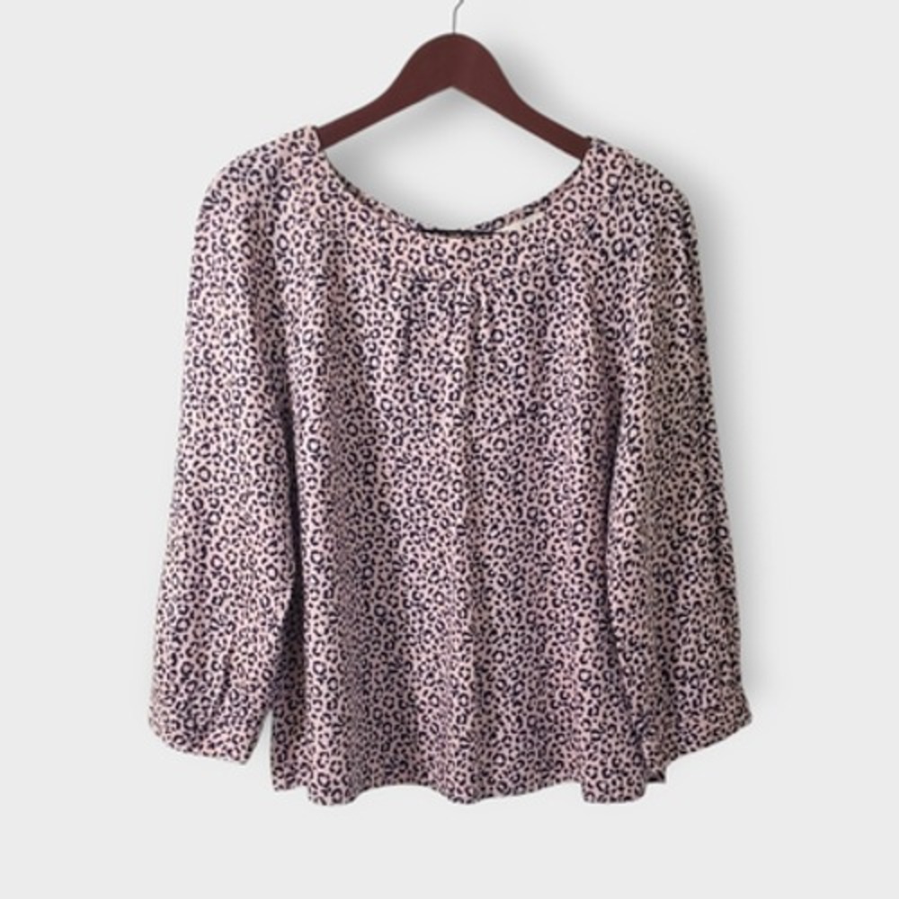 Boden Womens Lavinia 100% Linen Blouse Top Pink Animal Print Sz 12 Boxy Summer